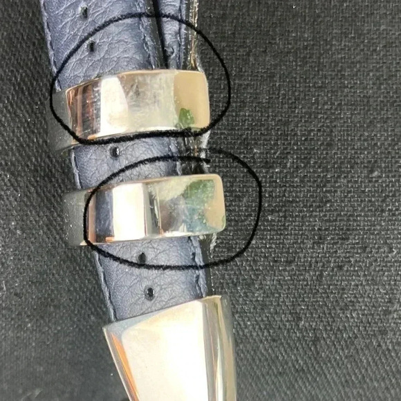 ESCADA Women’s Vintage Navy Blue Silver Buckle Belt Size 2 - Picture 7 of 16